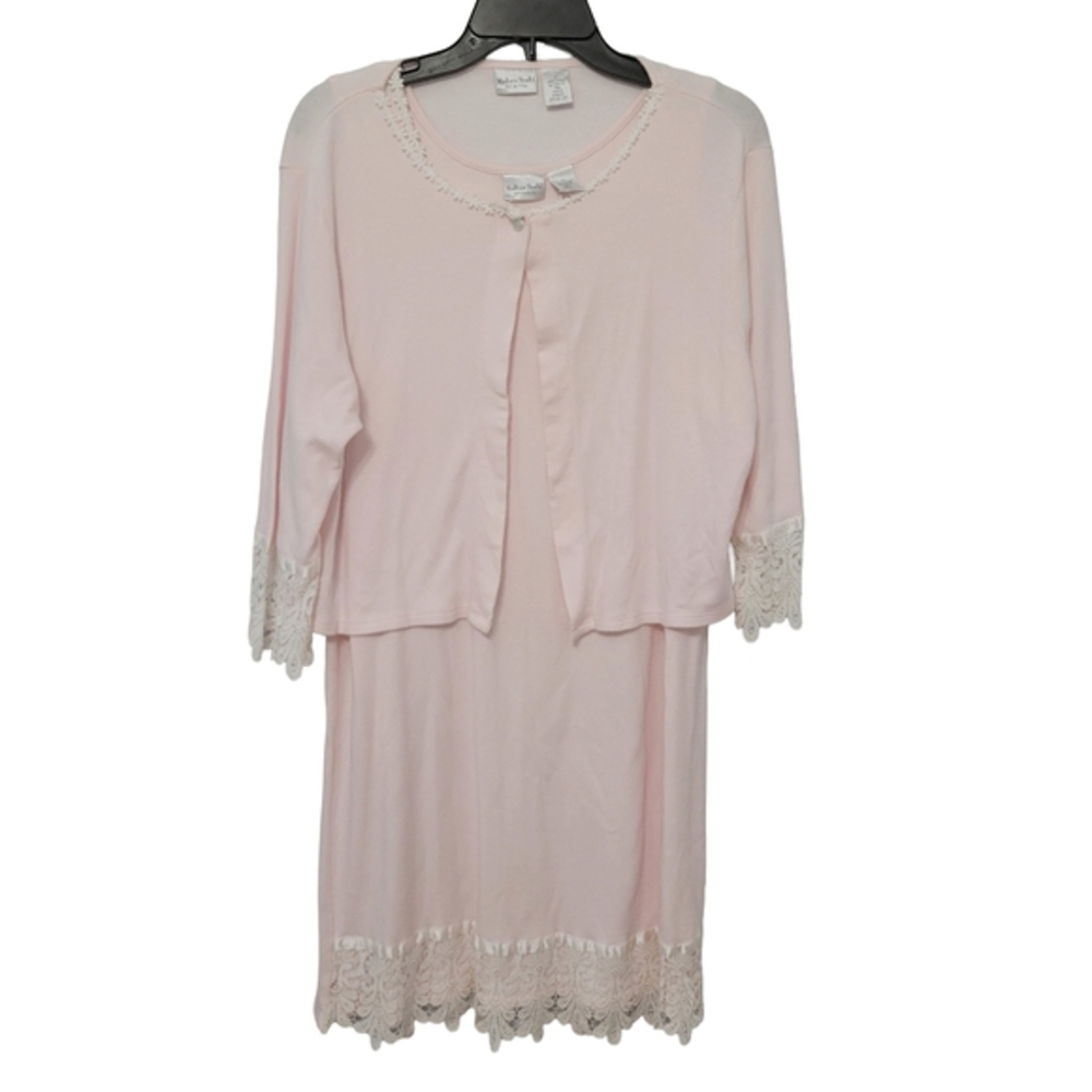 Madison Studio Intimates‎ Nightgown & Jacket Set Size L Light Pink Lace Trimmed